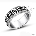 Fortune Jewel Tibetan Om Mani Padme Hum Titanium Steel Spinner Balance Ring