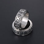 Fortune Jewel Tibetan Om Mani Padme Hum Titanium Steel Spinner Balance Ring
