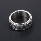Fortune Jewel Tibetan Om Mani Padme Hum Titanium Steel Spinner Balance Ring