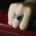 Fortune Jewel Tibetan Om Mani Padme Hum Titanium Steel Spinner Balance Ring