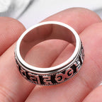 Fortune Jewel Tibetan Om Mani Padme Hum Titanium Steel Spinner Balance Ring
