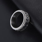Fortune Jewel Tibetan Om Mani Padme Hum Titanium Steel Spinner Balance Ring