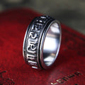Fortune Jewel Tibetan Om Mani Padme Hum Titanium Steel Spinner Balance Ring