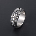 Fortune Jewel Tibetan Om Mani Padme Hum Titanium Steel Spinner Balance Ring