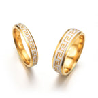 Fortune Jewel Tibetan Great Wall Pattern Titanium Steel Balance Ring