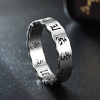 Fortune Jewel Tibetan Hollow Om Mani Padme Hum Titanium Steel Balance Ring