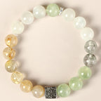 Fortune Jewel Black Obsidian Black Rutilated Quartz Moonstone Cube Strength Bracelet