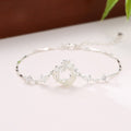 Fortune Jewel Hetian Jade 925 Sterling Silver Cubic Zirconia Pearl Lotus Bracelet