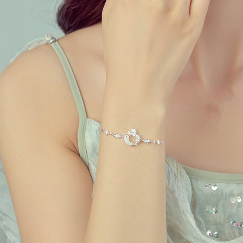 Fortune Jewel Hetian Jade 925 Sterling Silver Cubic Zirconia Pearl Lotus Bracelet
