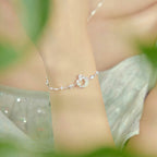 Fortune Jewel Hetian Jade 925 Sterling Silver Cubic Zirconia Pearl Lotus Bracelet