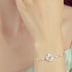 Fortune Jewel Hetian Jade 925 Sterling Silver Cubic Zirconia Pearl Lotus Bracelet