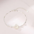 Fortune Jewel Hetian Jade 925 Sterling Silver Cubic Zirconia Pearl Lotus Bracelet
