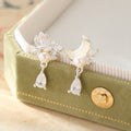Fortune Jewel Hetian Jade 925 Sterling Silver Cubic Zirconia Pearl Abundance Earrings Fortune Jewel