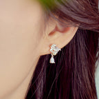 Fortune Jewel Hetian Jade 925 Sterling Silver Cubic Zirconia Pearl Abundance Earrings Fortune Jewel