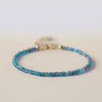 Buddha Stone 2.5mm Apatite Ultra-thin Beads 14k Gold Plated Copper Heart Motivation Bracelet