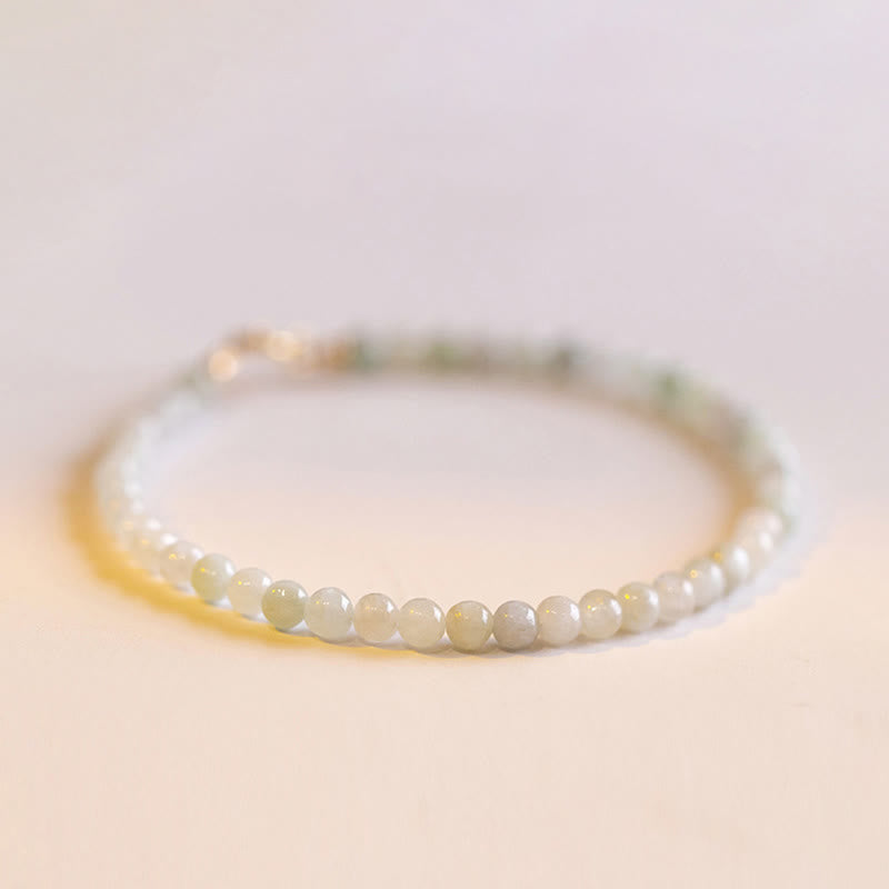 Fortune Jewel 2mm Jade Ultra-thin Beads 14k Gold Plated Copper Luck Bracelet