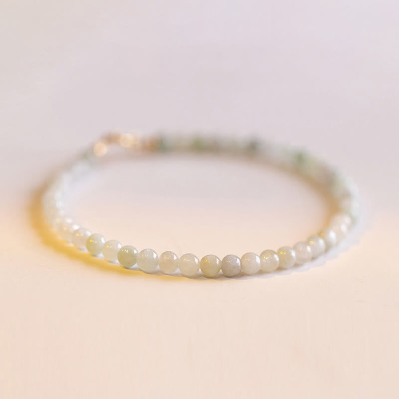 Fortune Jewel 2mm Jade Ultra-thin Beads 14k Gold Plated Copper Luck Bracelet