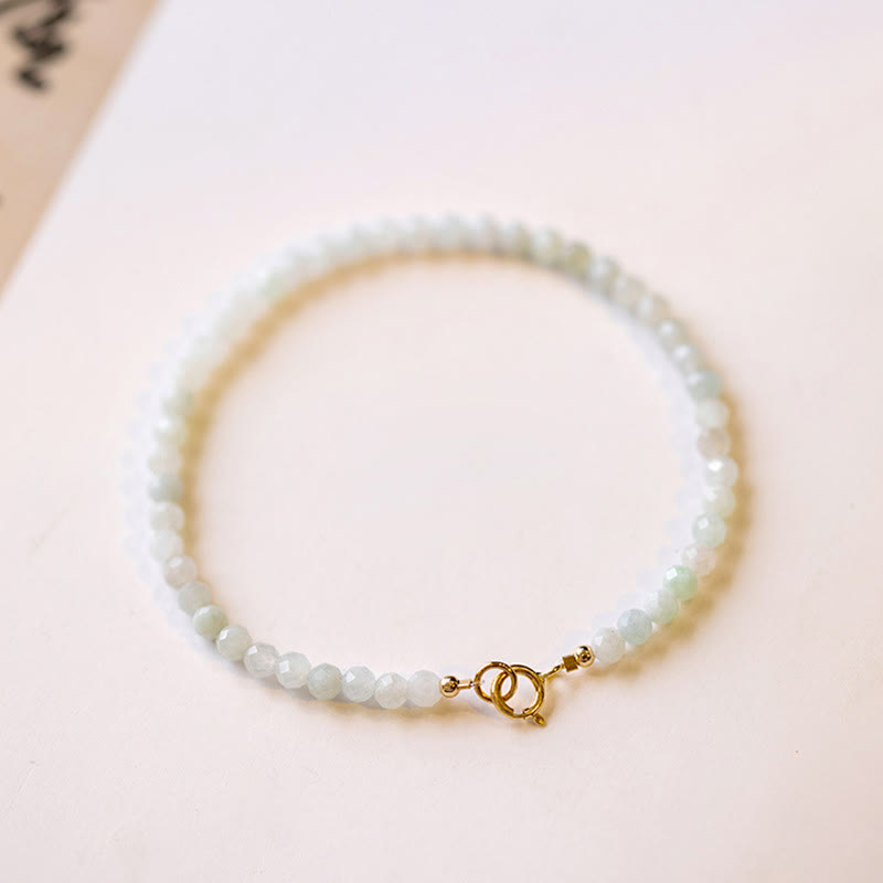 Fortune Jewel 2mm Jade Ultra-thin Beads 14k Gold Plated Copper Luck Bracelet