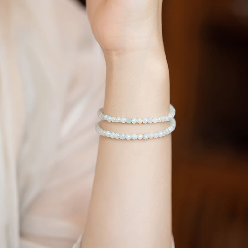 Fortune Jewel 2mm Jade Ultra-thin Beads 14k Gold Plated Copper Luck Bracelet