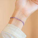 Fortune Jewel 2.5mm Natural Amethyst Ultra-thin Beads 14k Gold Plated Copper Inner Peace Bracelet