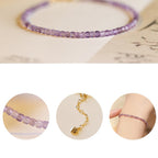 Fortune Jewel 2.5mm Natural Amethyst Ultra-thin Beads 14k Gold Plated Copper Inner Peace Bracelet