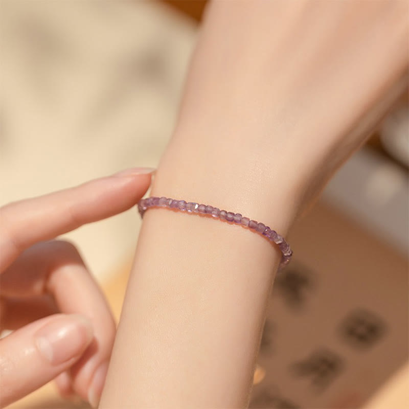 Fortune Jewel 2.5mm Natural Amethyst Ultra-thin Beads 14k Gold Plated Copper Inner Peace Bracelet