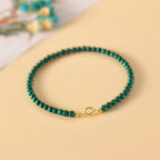Fortune Jewel 4mm Natural Malachite Beads 14k Gold Plated Copper Anti-anxiety Bracelet