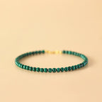 Fortune Jewel 4mm Natural Malachite Beads 14k Gold Plated Copper Anti-anxiety Bracelet