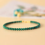 Fortune Jewel 4mm Natural Malachite Beads 14k Gold Plated Copper Anti-anxiety Bracelet