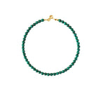 Fortune Jewel 4mm Natural Malachite Beads 14k Gold Plated Copper Anti-anxiety Bracelet