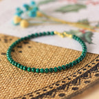 Fortune Jewel 4mm Natural Malachite Beads 14k Gold Plated Copper Anti-anxiety Bracelet
