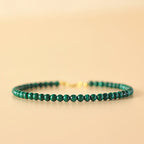 Fortune Jewel 4mm Natural Malachite Beads 14k Gold Plated Copper Anti-anxiety Bracelet