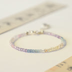 Fortune Jewel 2.5mm Fluorite Ultra-thin Beads 14k Gold Plated Copper Heart Power Bracelet