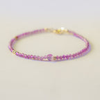 Fortune Jewel 2mm Ultra-Thin Beads Natural Amethyst 14k Gold Plated Copper Inner Peace Meditation Bracelet