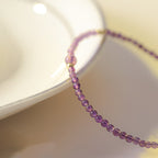 Fortune Jewel 2mm Ultra-Thin Beads Natural Amethyst 14k Gold Plated Copper Inner Peace Meditation Bracelet