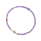 Fortune Jewel 2mm Ultra-Thin Beads Natural Amethyst 14k Gold Plated Copper Inner Peace Meditation Bracelet