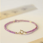 Fortune Jewel 2mm Ultra-Thin Beads Natural Amethyst 14k Gold Plated Copper Inner Peace Meditation Bracelet