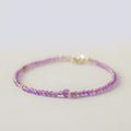 Fortune Jewel 2mm Ultra-Thin Beads Natural Amethyst 14k Gold Plated Copper Inner Peace Meditation Bracelet