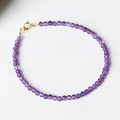 Fortune Jewel 3mm Natural Amethyst Ultra-thin Beads 14k Gold Plated Copper Spiritual Awareness Bracelet