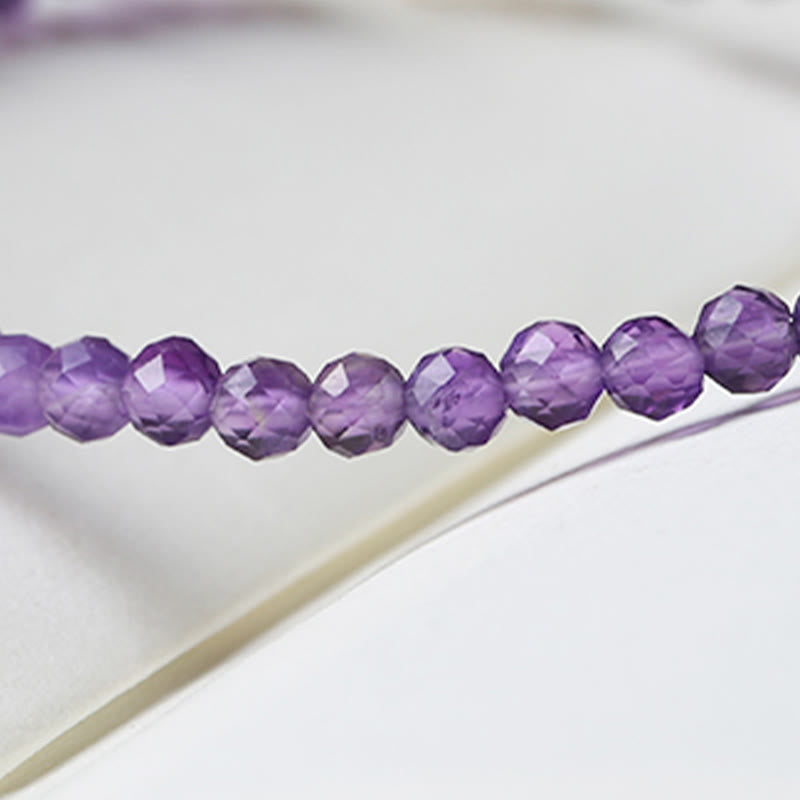 Fortune Jewel 3mm Natural Amethyst Ultra-thin Beads 14k Gold Plated Copper Spiritual Awareness Bracelet
