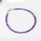 Fortune Jewel 3mm Natural Amethyst Ultra-thin Beads 14k Gold Plated Copper Spiritual Awareness Bracelet