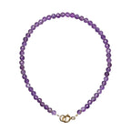 Fortune Jewel 3mm Natural Amethyst Ultra-thin Beads 14k Gold Plated Copper Spiritual Awareness Bracelet