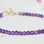 Fortune Jewel 3mm Natural Amethyst Ultra-thin Beads 14k Gold Plated Copper Spiritual Awareness Bracelet