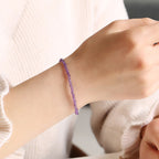 Fortune Jewel 3mm Natural Amethyst Ultra-thin Beads 14k Gold Plated Copper Spiritual Awareness Bracelet