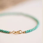 Fortune Jewel 2mm Turquoise Ultra-thin Beads 14k Gold Plated Copper Wisdom Bracelet