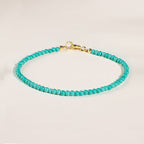 Fortune Jewel 2mm Turquoise Ultra-thin Beads 14k Gold Plated Copper Wisdom Bracelet