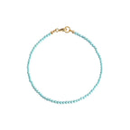 Fortune Jewel 2mm Turquoise Ultra-thin Beads 14k Gold Plated Copper Wisdom Bracelet