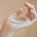 Fortune Jewel 2mm Turquoise Ultra-thin Beads 14k Gold Plated Copper Wisdom Bracelet