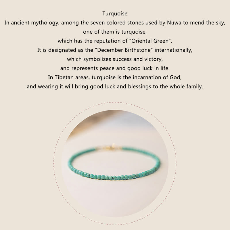 Fortune Jewel 2mm Turquoise Ultra-thin Beads 14k Gold Plated Copper Wisdom Bracelet