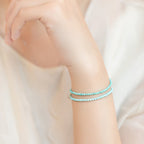 Fortune Jewel 2mm Turquoise Ultra-thin Beads 14k Gold Plated Copper Wisdom Bracelet